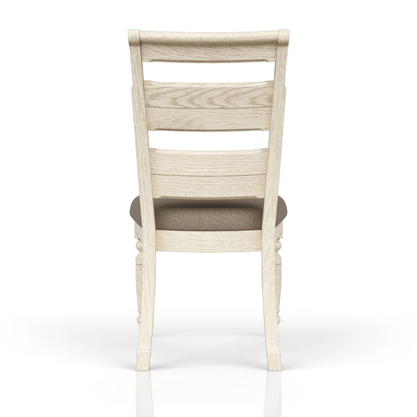 English Elm Ladder Solid Wood Counter Stool with Upholstered Seat, Ladder-Back Comfort and Turned Legs, Warm Finish White 41 L x 20 W x 13.5 H B2699P355856