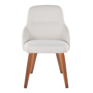 English Elm Chair Set of 2 Bentwood Walnut Legs White Faux Leather Mid-century Dining Seating B202S02124