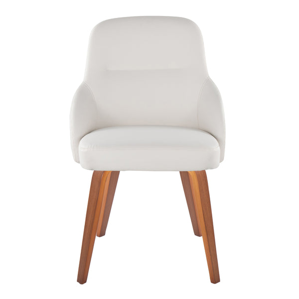English Elm Chair Set of 2 Bentwood Walnut Legs White Faux Leather Mid-century Dining Seating B202S02124
