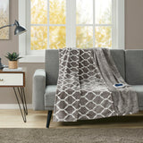 Beautyrest Heated Ogee Casual Throw BR54-0538 Grey