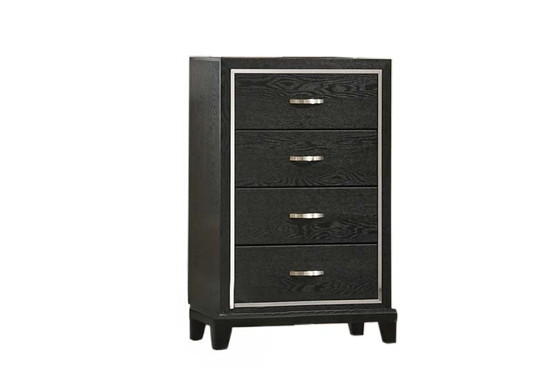 English Elm Contemporary Matte Black 4-drawer Chest with Chrome Handles and Tapered Wood Legs B011P447449