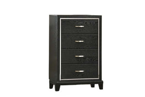 English Elm Contemporary Matte Black 4-drawer Chest with Chrome Handles and Tapered Wood Legs B011P447449