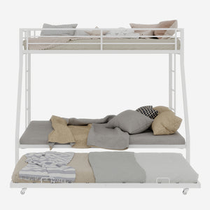 English Elm High Stability Square Tube Bunk Bed With Trundle & Ladder - Stylish Space-Saving Design For Homes W1935P360872