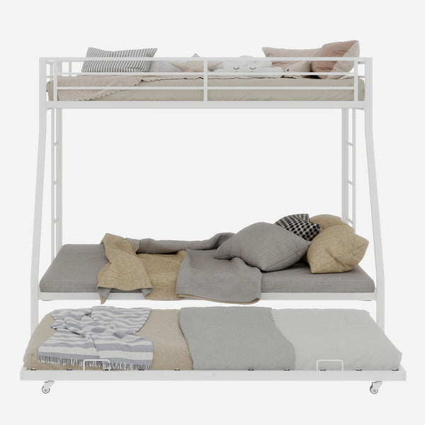 English Elm High Stability Square Tube Bunk Bed With Trundle & Ladder - Stylish Space-Saving Design For Homes W1935P360872