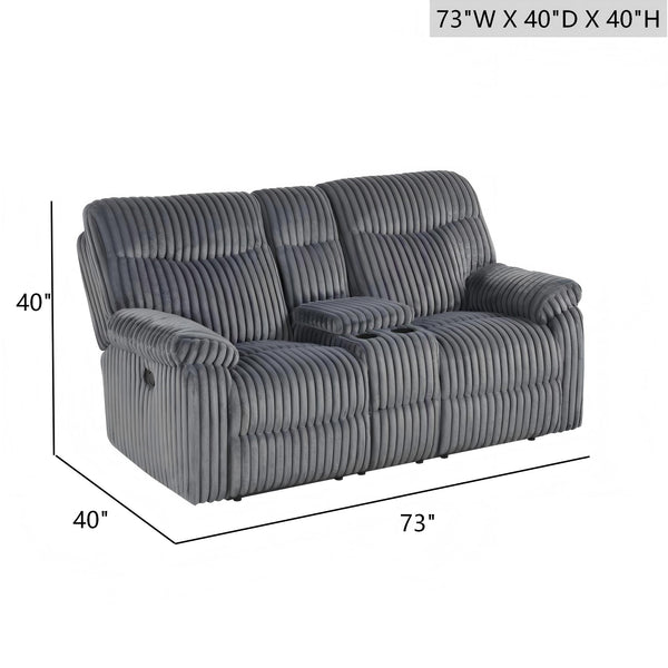 English Elm Comfy Velvet Reclining Loveseat with Chaise Cushioning and Console for Media Rooms B078P473037