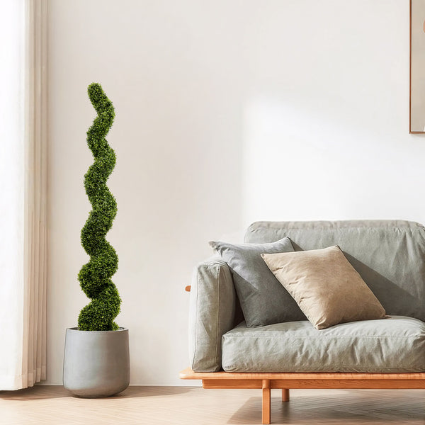English Elm 6ft Spiral Topiary Faux Boxwood Potted Trees Uv Resistant Outdoor Porch Patio Set of 2 W2945P279013