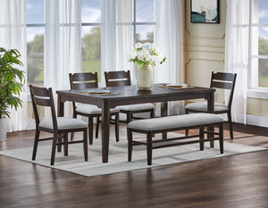 English Elm 2pc Dark Oak Dining Chairs with Gray Upholstered Seats, Solid Wood Frame, Stylish Comfort & Durability B2741P370879
