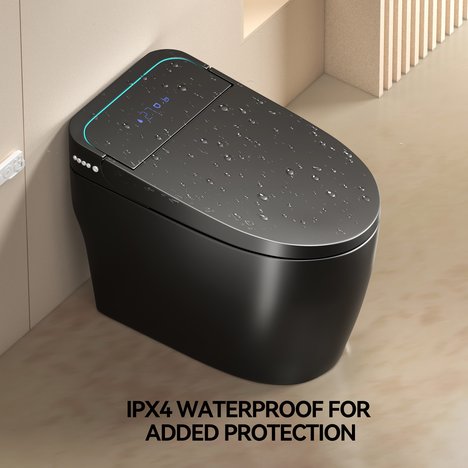 English Elm Unique Intelligent One Piece Toilet with Bidet Warm Air Dryer and Auto Sensor Seat Black W3133P476381