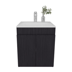 English Elm Dublin Floating Bathroom Vanity with Vessel Sink Matte Black Wall Mounted Modern B092P439914