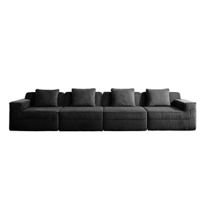English Elm Modular 4-Seat Boneless Sofa – Cloud Sectional Couch In Black Corduroy For Ultimate Comfort & Style W3041S00327
