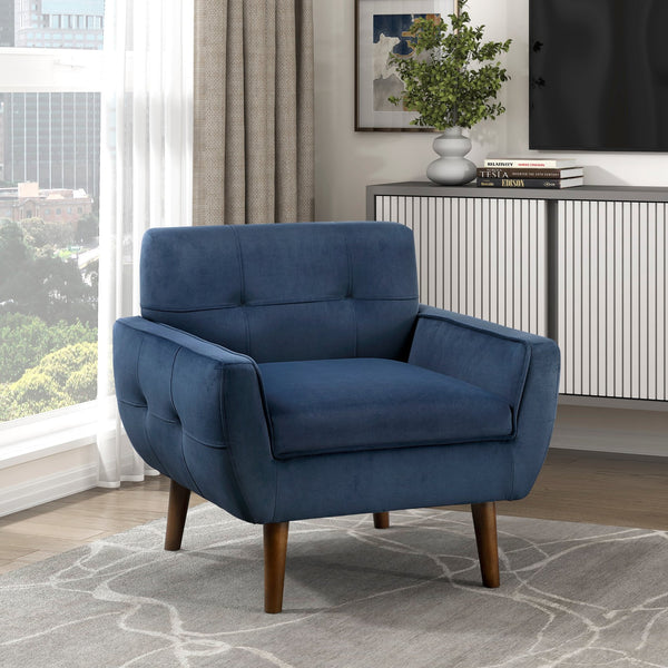 English Elm Navy Velvet Accent Chair with Tufted Back, Plush Cushion, Contemporary Armchair for Living Room B011P283266