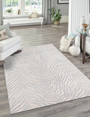 Unique Loom Finsbury Meghan Machine Made Animal Print Rug Gray and Ivory,  7' 1" x 10' 0"