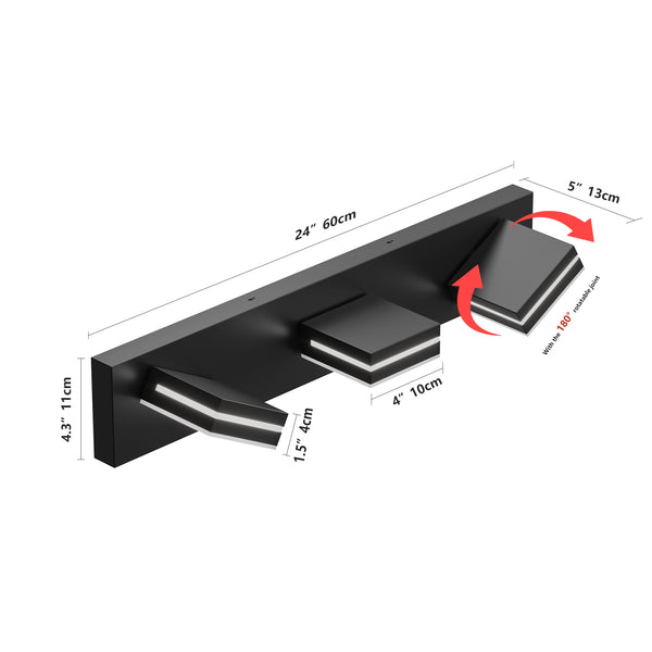 English Elm Modern Chrome Led Vanity Light - 3-Light Wall Sconce For Effortless Makeup & Bathroom Illumination W2312P374913