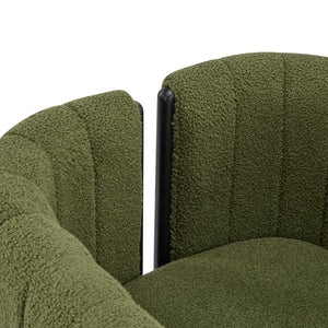 English Elm Dining Chair Set of 4 Olive Boucle Upholstered with Matte Black Rubberwood Legs N779P341494G-2