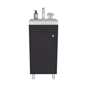 English Elm Bathroom Vanity Slim Sink Cabinet with Single Door, Engineered Wood, Space-Saving Modern Design Black 33.46 L x 18.9 W x 11.42 H B097P350315