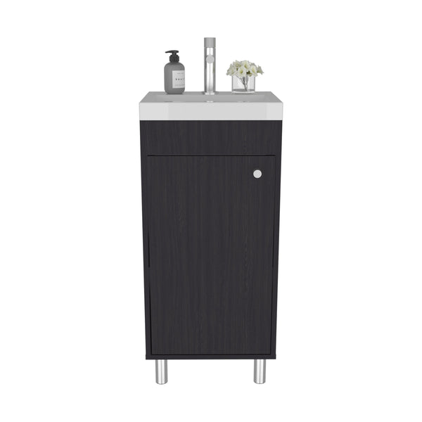 English Elm Bathroom Vanity Slim Sink Cabinet with Single Door, Engineered Wood, Space-Saving Modern Design Black 33.46 L x 18.9 W x 11.42 H B097P350315