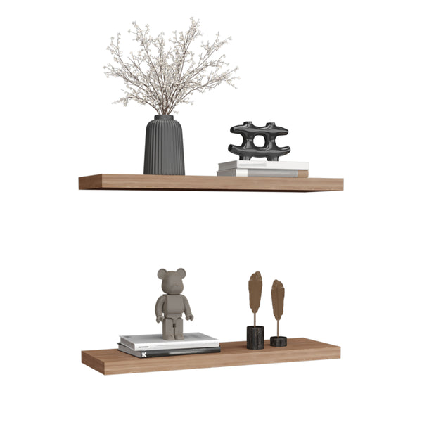 English Elm Floating Shelves - Modern Pine Finish, Set Of 2 For Stylish & Space-Saving Home Organization Solutions B097P250917
