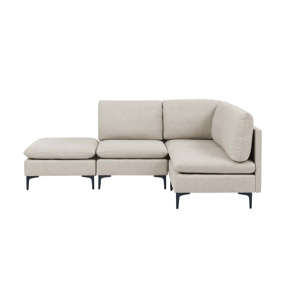 English Elm Linen Upholstered Modular Sectional Sofa with Black Metal Legs for Modern Living Almond B2748S00095