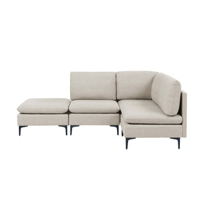 English Elm Linen Upholstered Modular Sectional Sofa with Black Metal Legs for Modern Living Almond B2748S00095