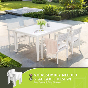 English Elm Outdoor Aluminum Dining Chairs Set Of 4 - Stylish, Stackable, All-Weather With Sunbrella Cushions W1886P163409-GIGA