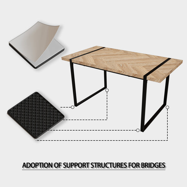 English Elm 59" Rustic Industrial Dining Table Set With Pu Chairs – 6-Piece Farmhouse Style Kitchen Furniture W2189S00220