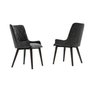 English Elm Alana Charcoal Upholstered Dining Chair Set of 2 — Modern Acacia Legs, 19" Seat Height, Cozy Fabric B2736P354357