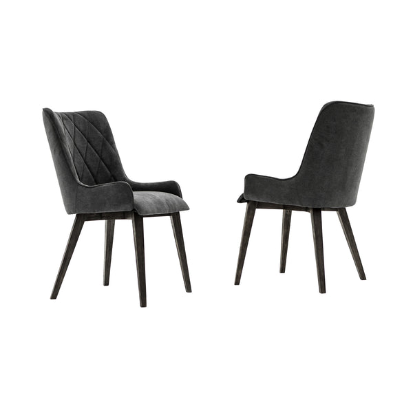English Elm Alana Charcoal Upholstered Dining Chair Set of 2 — Modern Acacia Legs, 19" Seat Height, Cozy Fabric B2736P354357