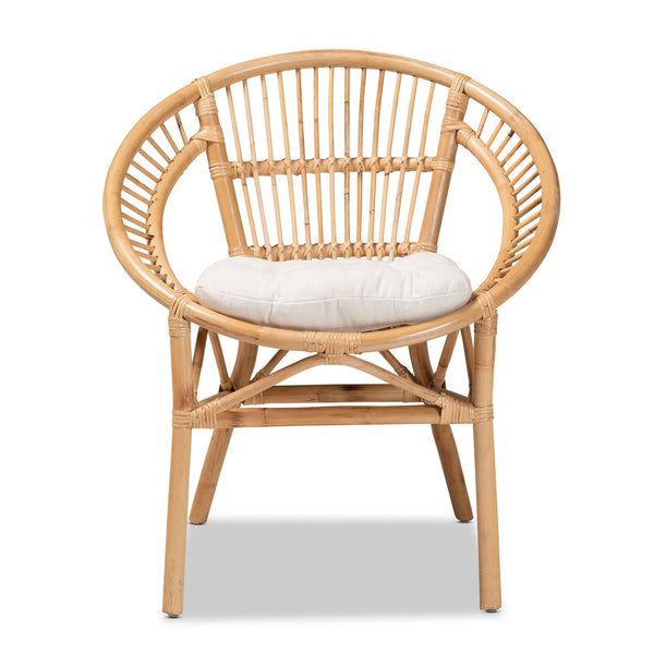 English Elm Modern Rattan Dining Chair with Circular Woven Backrest for Bohemian Interiors B2750P420349