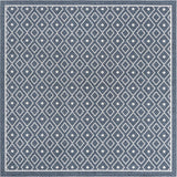 Unique Loom Outdoor Trellis Kafes Machine Made Geometric Rug Navy Blue, Ivory 7' 10" x 7' 10"