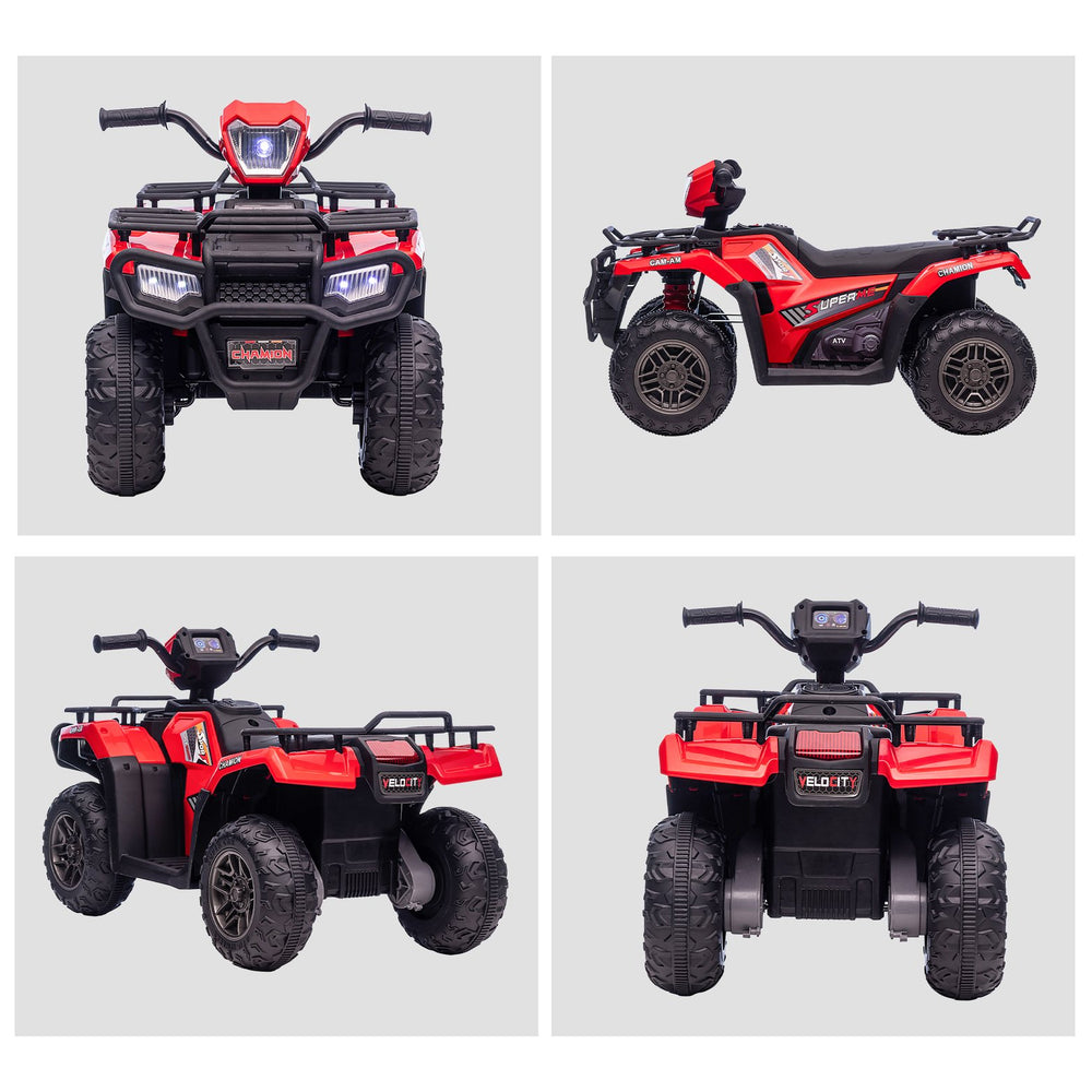 English Elm Aosom 12v Kids Battery Powered Atv Quad with Led Lights Music Usb Treaded Tires W2225P249796