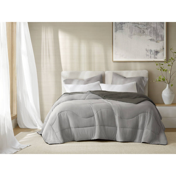 English Elm 1-piece King Reversible Tencel Fill Comforter with Sculptural Weave Cooling Texture Gray B035P408278