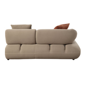 English Elm Carrick 3‑Piece Beige Sandwich Mesh Sectional Sofa with Ottoman — Chenille Accents, KD Legs, Foam Comfort B2726S00395