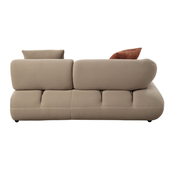 English Elm Carrick 3‑Piece Beige Sandwich Mesh Sectional Sofa with Ottoman — Chenille Accents, KD Legs, Foam Comfort B2726S00395