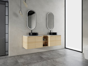 English Elm 72'' Wall-Mounted Bathroom Vanity With Elegant Ceramic Sink, Smart Storage, Soft-Close Doors & More W999S00478