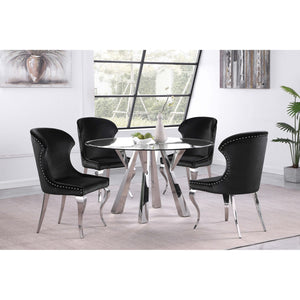 English Elm Daphne Velvet Wingback Dining Chairs with Nailhead Trim and Cabriole Legs Set of 2 Black B062S01462