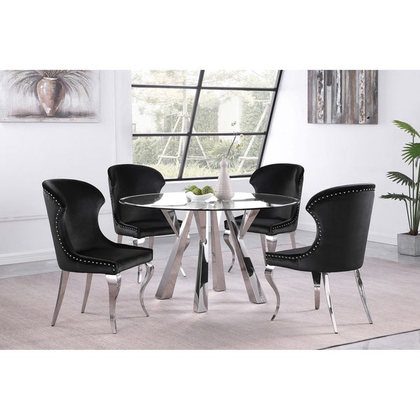 English Elm Daphne Velvet Wingback Dining Chairs with Nailhead Trim and Cabriole Legs Set of 2 Black B062S01462