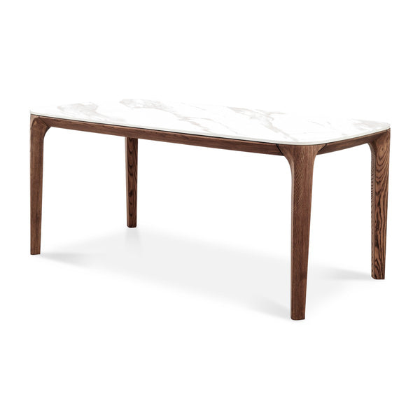 English Elm Modern Rectangular Walnut & Ceramic Dining Table - Stylish 5.9Ft Centerpiece For Any Occasion B353S00005