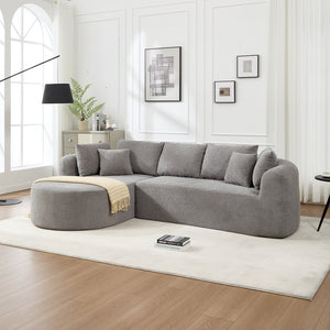 English Elm 109 Cloud Sectional Couch with L-Shape Chaise, Chenille Modular Sofa Bed, Memory Foam Comfort and Easy Setup LIGHT GREY W1249S00004