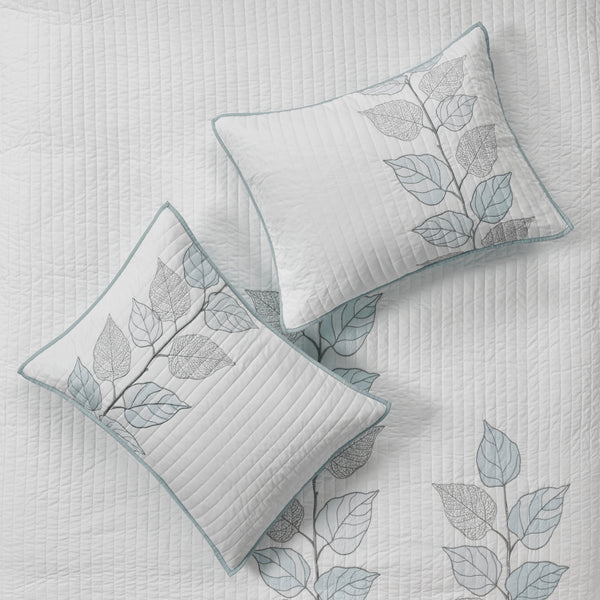 English Elm 6 Piece Caelie Embroidered Reversible Quilt Set Blue Full/Queen — Soft Microfiber, Decorative Pillows & Easy Care B03597608