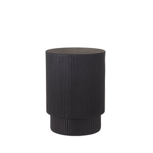 English Elm Handmade Mgo Ribbed Cylinder Side Table Black Concrete Finish Indoor Outdoor Use N772P261960B