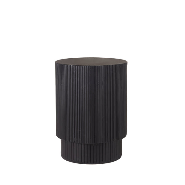 English Elm Handmade Mgo Ribbed Cylinder Side Table Black Concrete Finish Indoor Outdoor Use N772P261960B