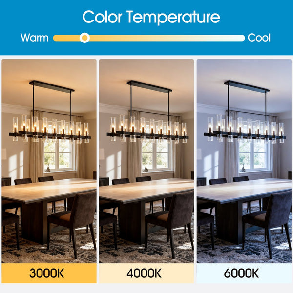 English Elm 63 Inch Matte Black Linear Chandelier 16 Seeded Glass Shades Modern Farmhouse Dining W5008P392739
