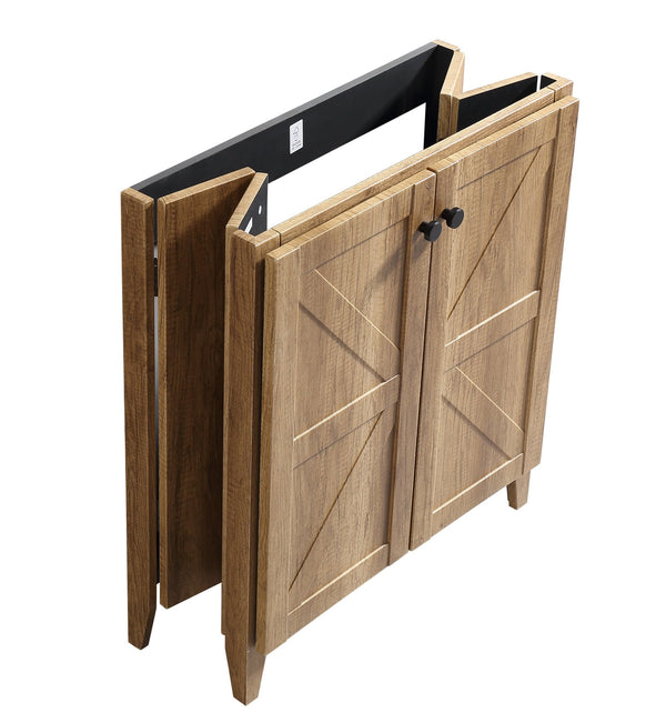 English Elm 30 Inch Floating Bathroom Vanity Fluted Wood Grain Front with Ceramic Integrated Sink Golden Oak W3520S00033
