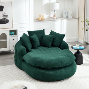 English Elm Oversized Memory Foam Chenille Bean Bag Sofa with Ergonomic Back Support, 3 Large & 2 Small Pillows Emerald W395P359413