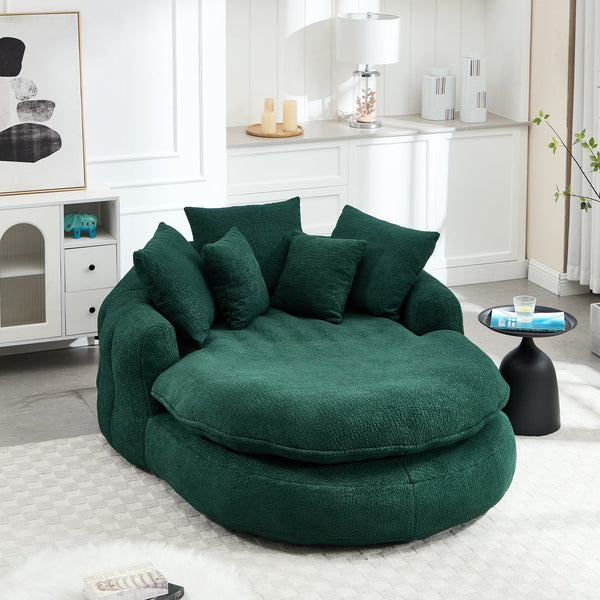 English Elm Oversized Memory Foam Chenille Bean Bag Sofa with Wrap-Around Backrest and Lumbar Support for Adults Emerald W395P359413