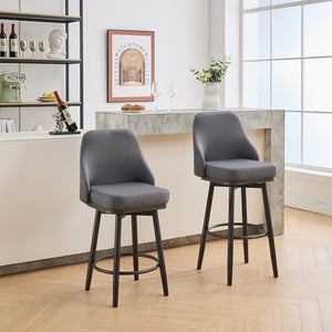 English Elm Swivel Swivel Bar & Counter Stools Set Of 2 - Adjustable 24" To 30", Dark Grey Fabric, Modern Comfort W1805P166962-GIGA