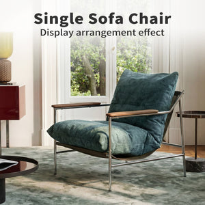 English Elm Accent Sling Chair Mid Century Modern Upholstered Fabric Seat for Living Room Bedroom W3851P452791