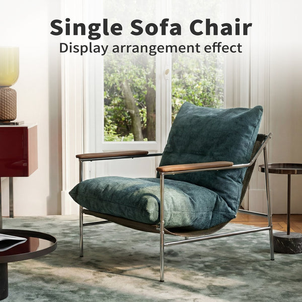 English Elm Accent Sling Chair Mid Century Modern Upholstered Fabric Seat for Living Room Bedroom W3851P452791
