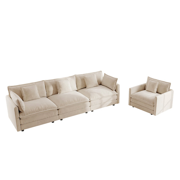 English Elm 2-piece Chenille Sofa Set with Chair Modern Living Room Seating Solid Wood Frame W714S00901