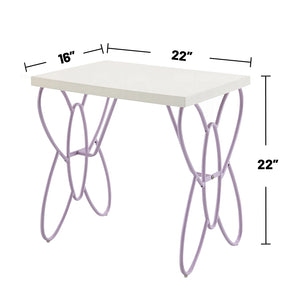 English Elm Butterfly Princess Nightstand with Crown Frame, Solid Metal White & Light Purple, Elegant Kids Storage B016P253589